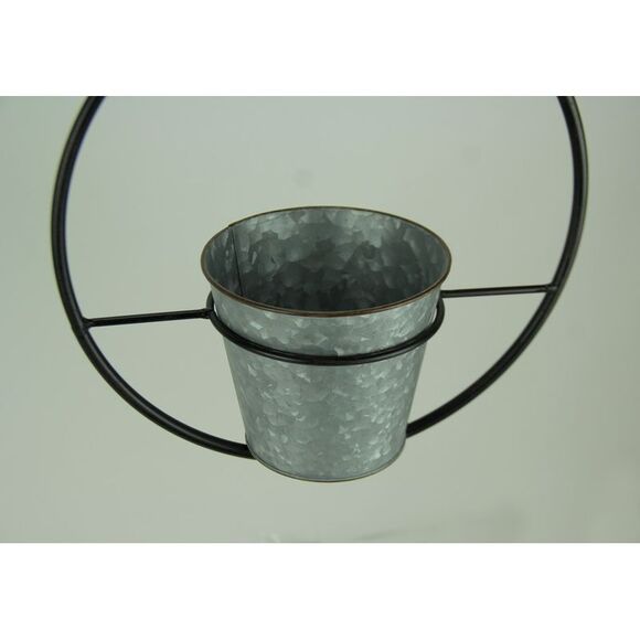 Rustic Metal Hoop Indoor Outdoor Hanging Planters Set of 2 - Picture 2 of 3